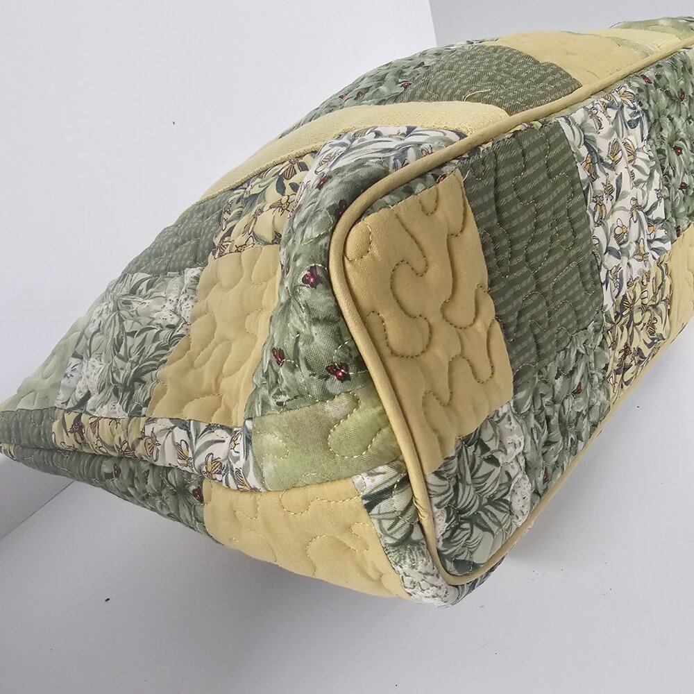 Donna Sharp Tote Shoulder Bag Quilted Patchwork Boho Cottage Green Yellow - Picture 9 of 12